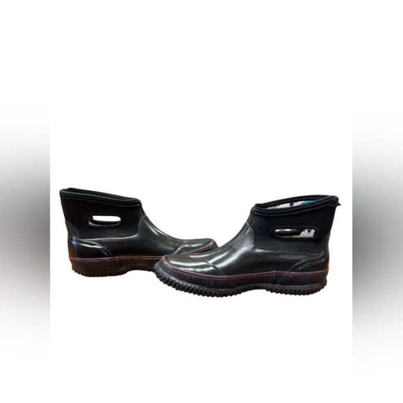 Portofino Rubber Ankle Boots Slip On Black Floral Size 40/8 EUC - Picture 3 of 8